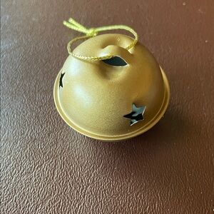 VTG Gold Jingle Bell Ornament with Star Cutouts